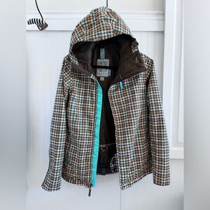BURTON Women’s Vintage Snowboarding Jacket XS Houndstooth Plaid with Hip Grip